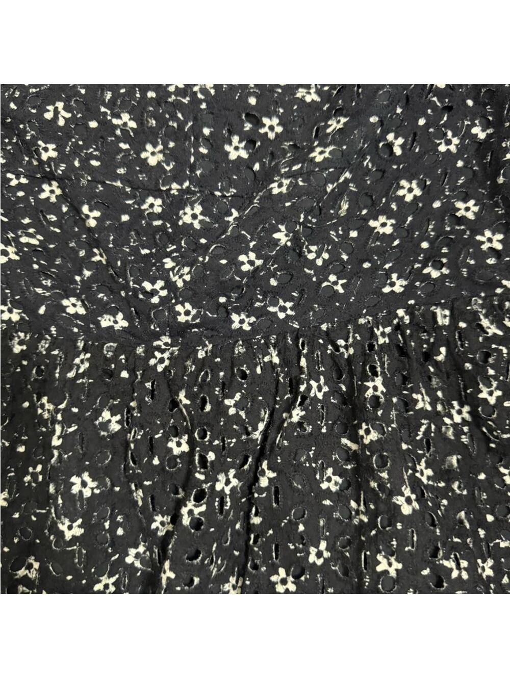 Anthropologie Maeve Navy Floral Eyelet Puff Sleeve Babydoll Mini Dress Sz 6 - Picture 6 of 9